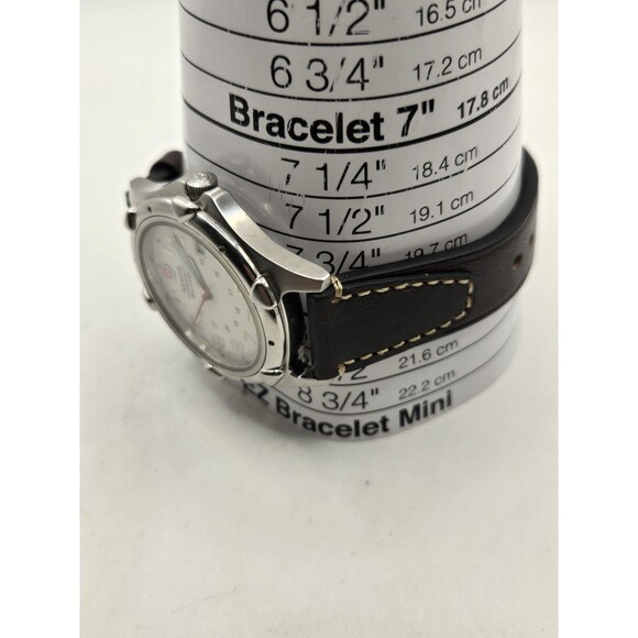 Wenger Swiss Military Men's 43mm Silver Tone Watch. New Leather Band + Battery - Picture 10 of 14